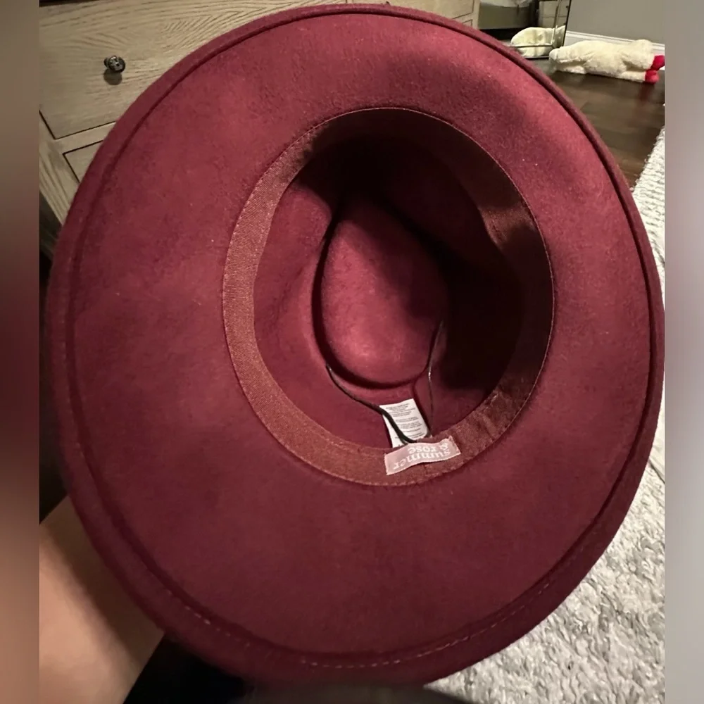 ‼️RARE‼️🎸Summer & Rose🎸🔥NWT🔥Wool Fedora in Cranberry - Picture 7 of 13